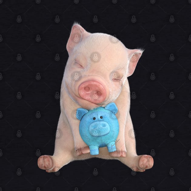 Piglet with Blue Toy by Ratherkool